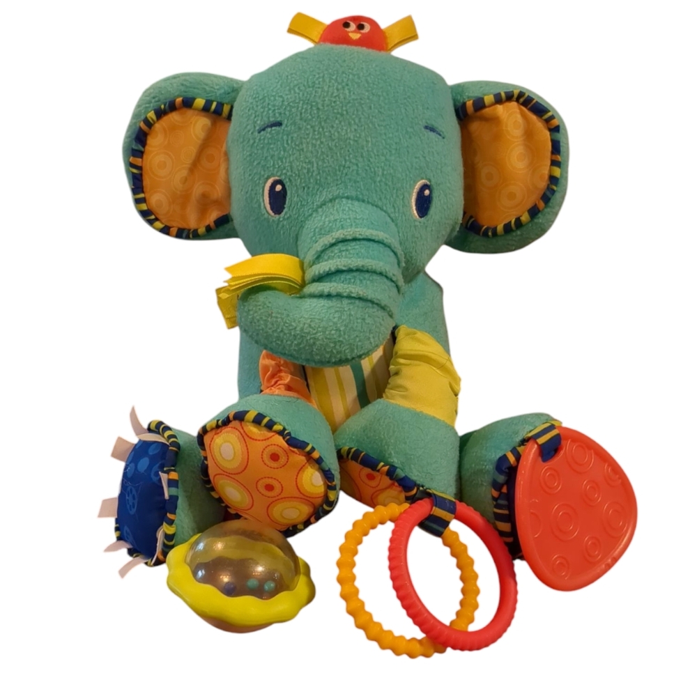 BRIGHT STARTS Blue Elephant Rattle Teether Plushie